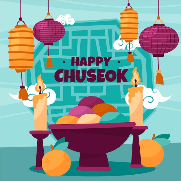 Vettore gratuito concetto di chuseok disegnato a mano