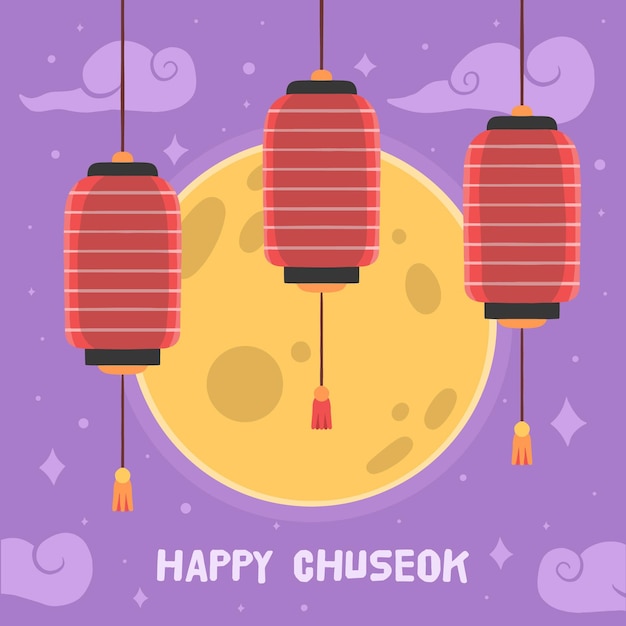 Vettore gratuito concetto di chuseok disegnato a mano