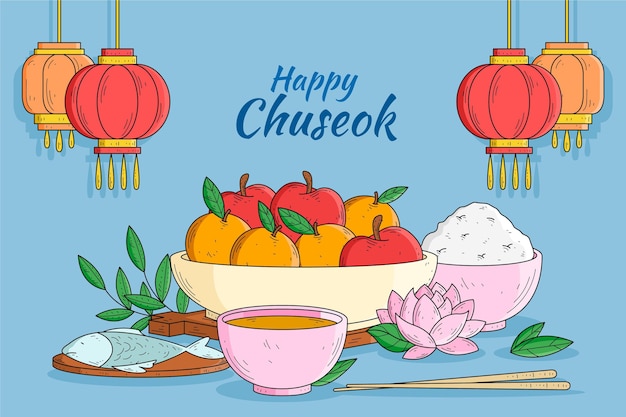 Vettore gratuito concetto di chuseok disegnato a mano