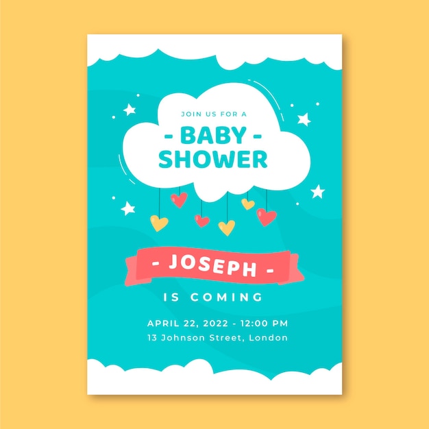 Free vector hand drawn chuva de amor baby shower invitation template