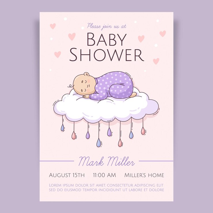 Free Vector hand drawn chuva de amor baby shower invitation