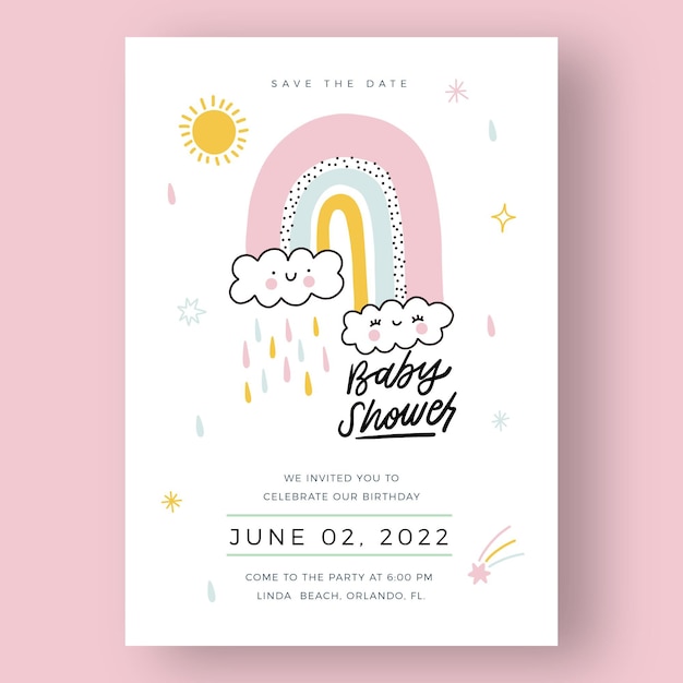 Free vector hand drawn chuva de amor baby shower invitation