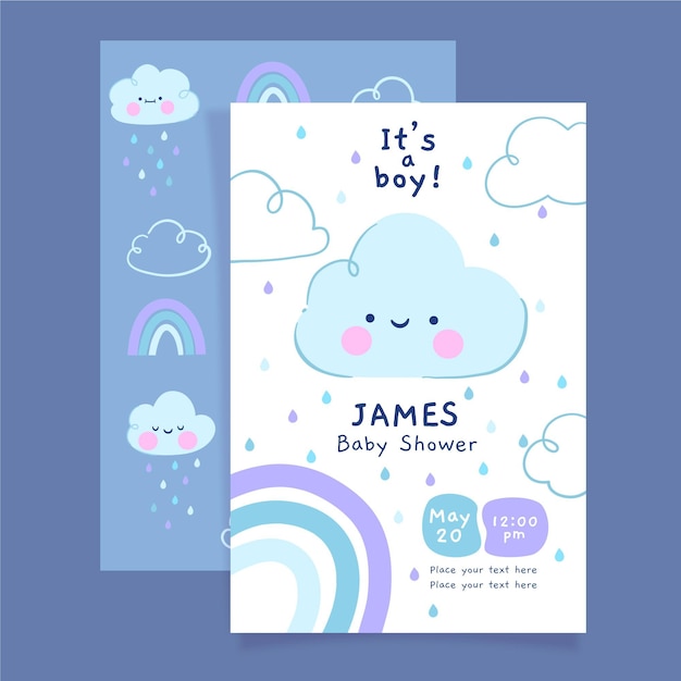 Hand drawn chuva de amor baby shower invitation