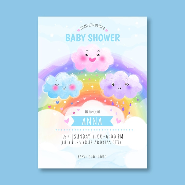 Hand drawn chuva de amor baby shower invitation