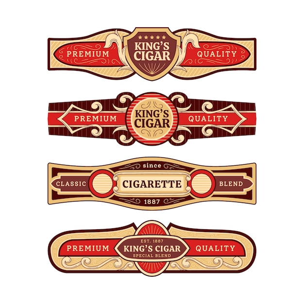 Free vector hand drawn cigar label collection