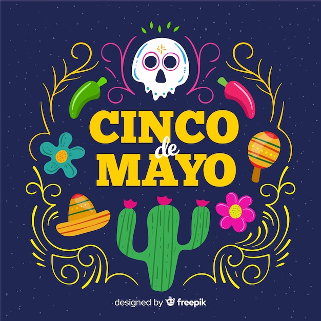 Free vector hand drawn cinco de mayo background