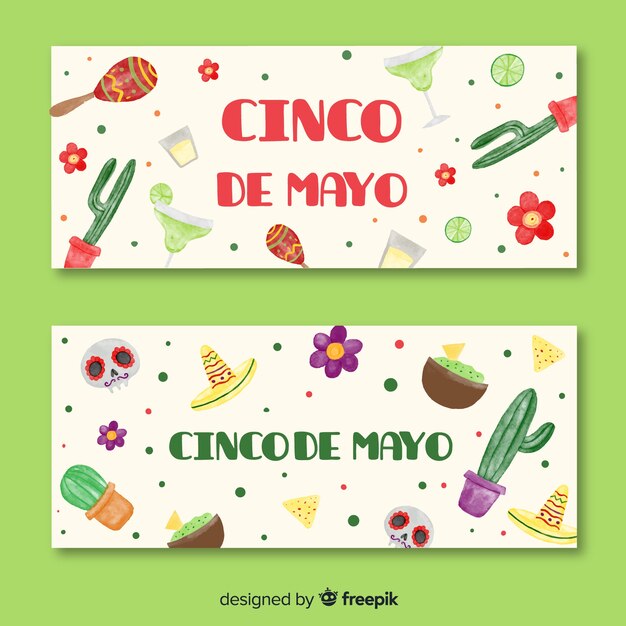 Hand drawn cinco de mayo banners