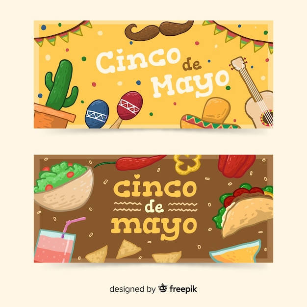 hand drawn cinco de mayo banners