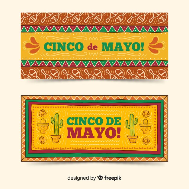 Free Vector hand drawn cinco de mayo banners