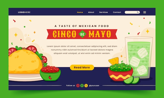 hand drawn cinco de mayo celebration landing page template