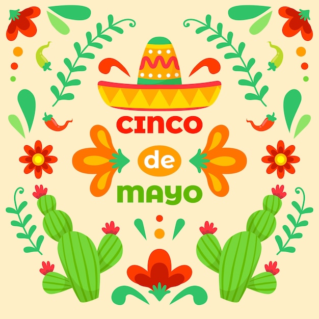 Vettore gratuito celebrazione di cinco de mayo disegnata a mano