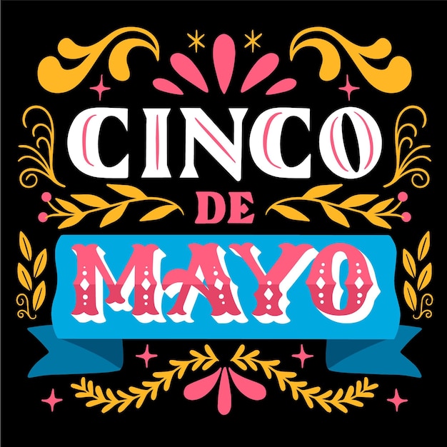 무료 벡터 손으로 그린 cinco de mayo 글자