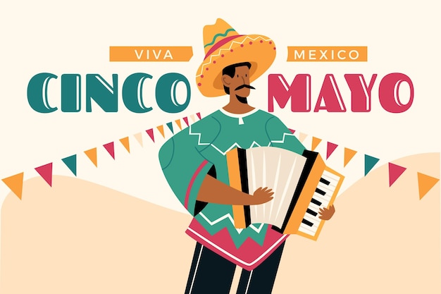 Бесплатное векторное изображение Ручной обращается мексиканский фон синко де майо