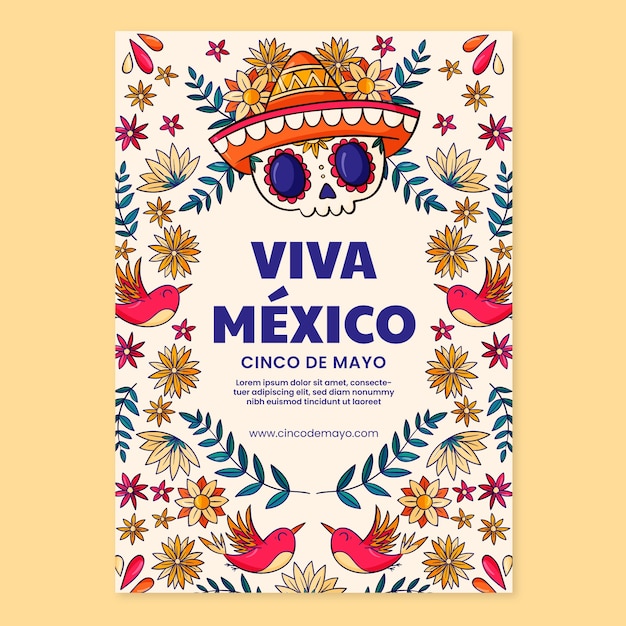 Free vector hand drawn cinco de mayo vertical poster template