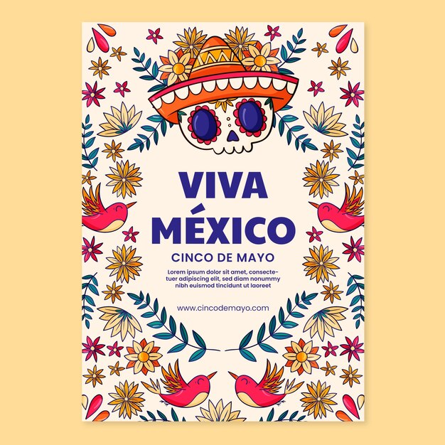 Hand drawn cinco de mayo vertical poster template