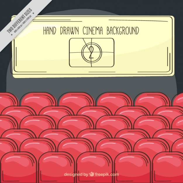 Free vector hand-drawn cinema background with red seats