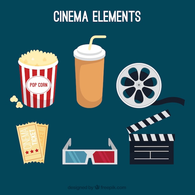 Elementi disegnati a mano di cinema pacco