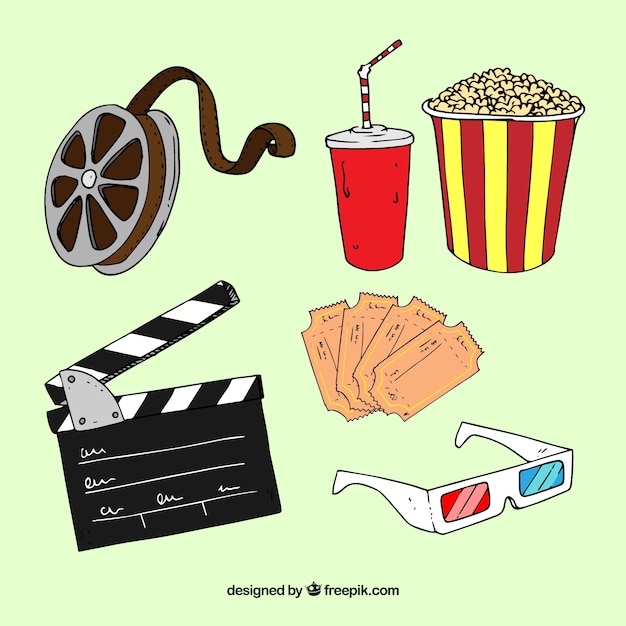 Free vector hand drawn cinema elements