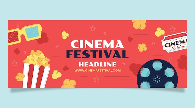 Vettore gratuito modello di copertina facebook del festival del cinema disegnato a mano