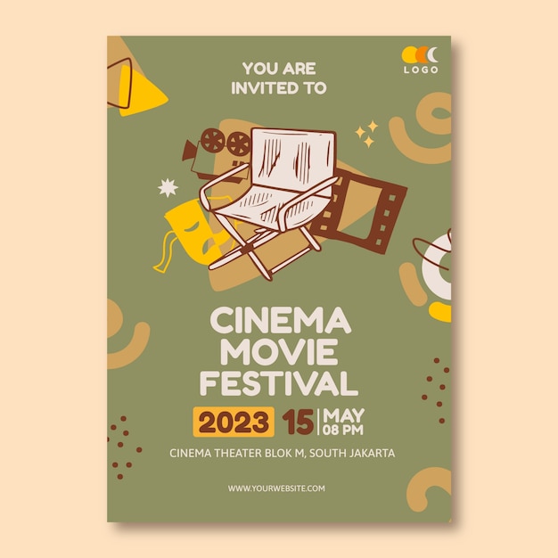 Free vector hand drawn cinema festival invitation