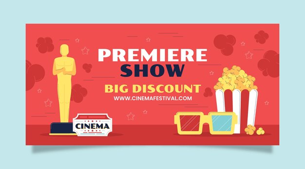 Hand drawn cinema festival sale banner template