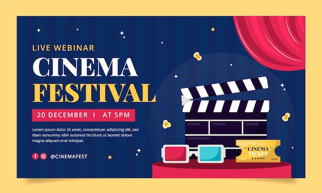 Vettore gratuito modello di webinar del festival cinematografico disegnato a mano