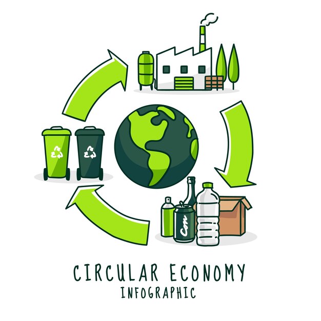 Hand drawn circular economy information