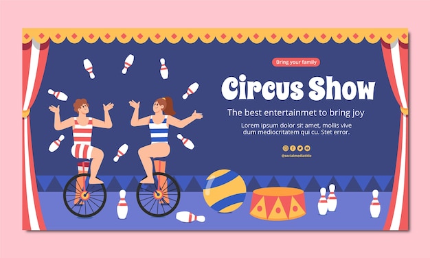 Free vector hand drawn circus performance facebook template