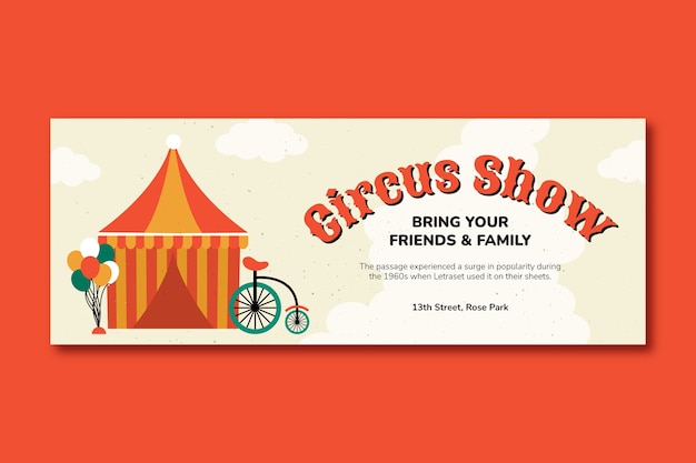 Vettore gratuito spettacolo di circo disegnato a mano copertina facebook