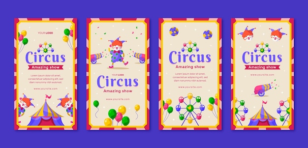 Il circo disegnato a mano mostra storie di instagram