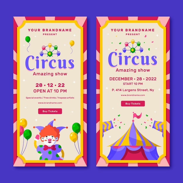 Free vector hand drawn circus show vertical banner