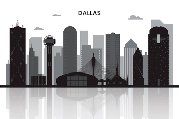 Free vector hand drawn city skyline dallas silhouette