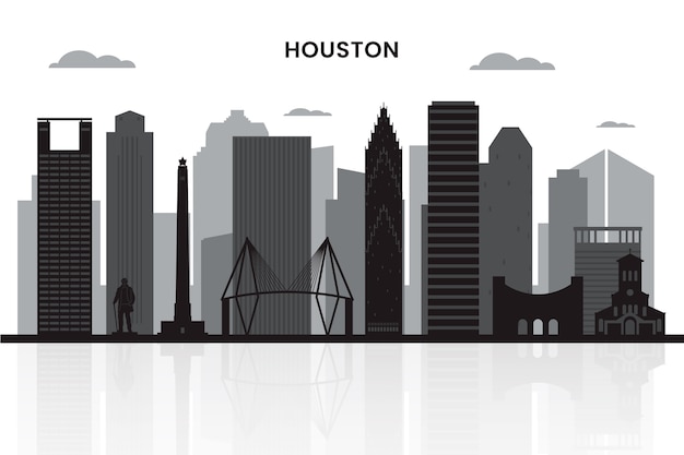 手描きの都市スカイライン ヒューストンのシルエット