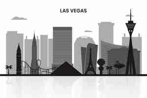 Vettore gratuito siluetta di las vegas dell'orizzonte della città disegnata a mano