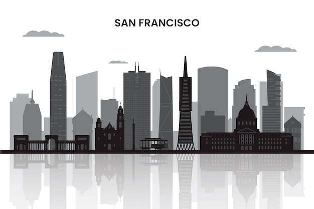 Hand drawn city skyline san francisco silhouette