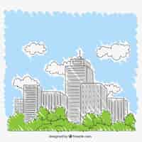 Free vector hand drawn city