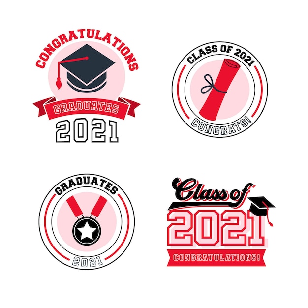 Free vector hand drawn class of 2021  badge collection