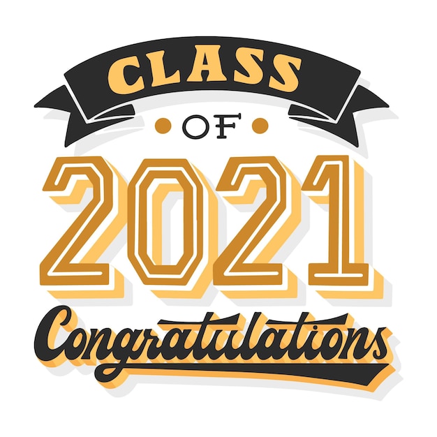 Free vector hand drawn class of 2021 lettering