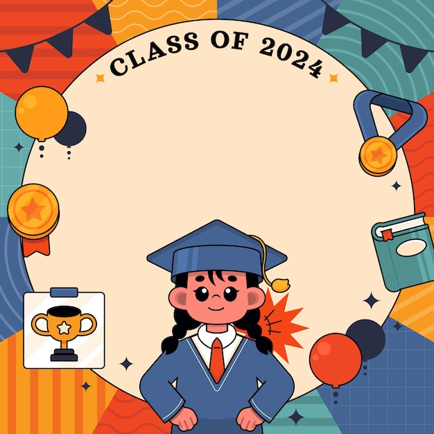 Hand drawn class of 2024 frame template