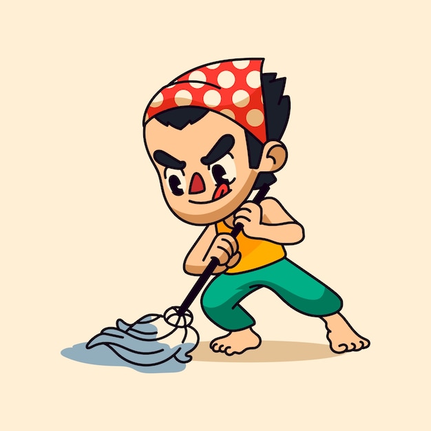 Vettore gratuito illustrazione disegnata a mano del fumetto della persona di pulizia
