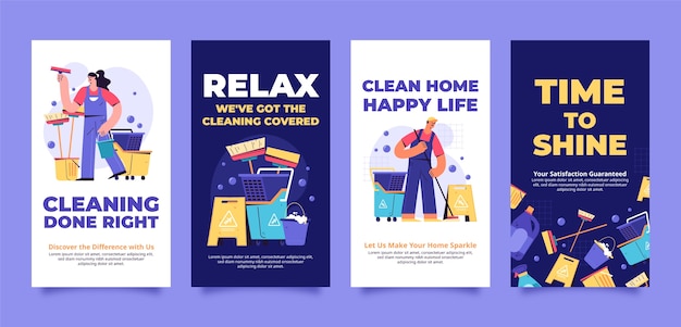 Hand drawn cleaning service instagram stories template