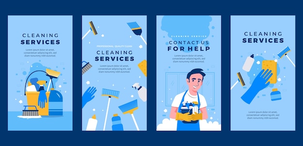 Hand drawn cleaning service template design