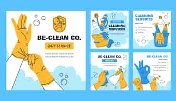 Free vector hand drawn cleaning services instagram post