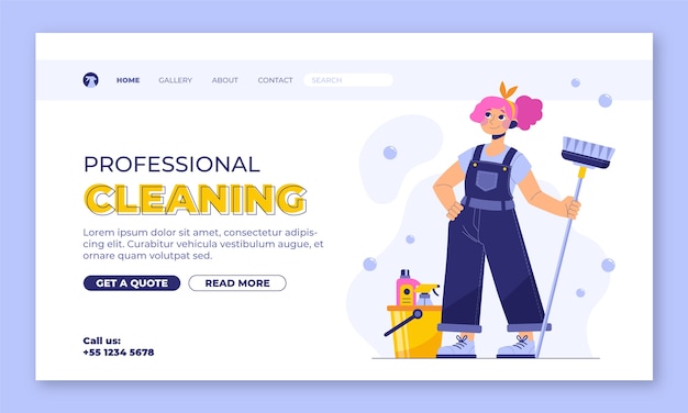 Hand drawn cleaning services template