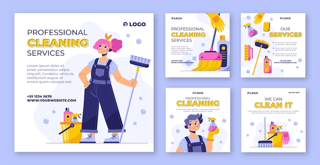 Hand drawn cleaning services template