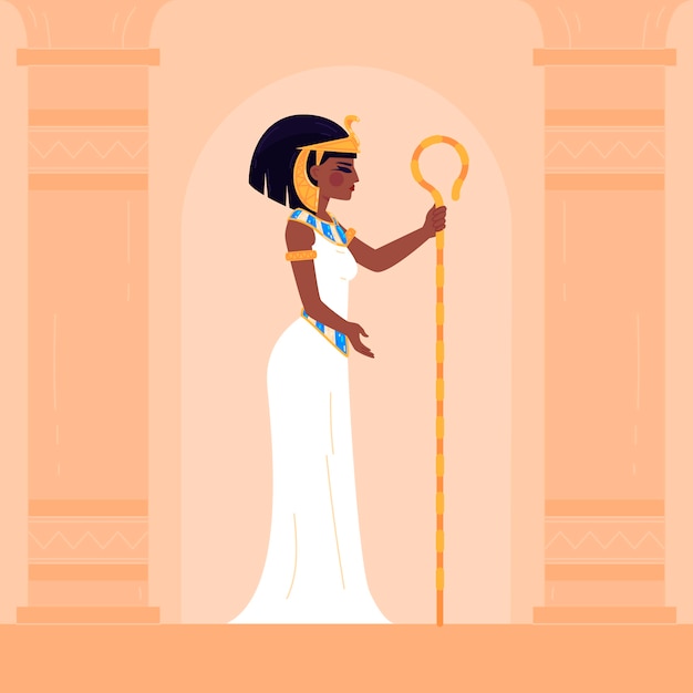 Vettore gratuito illustrazione di cleopatra disegnata a mano