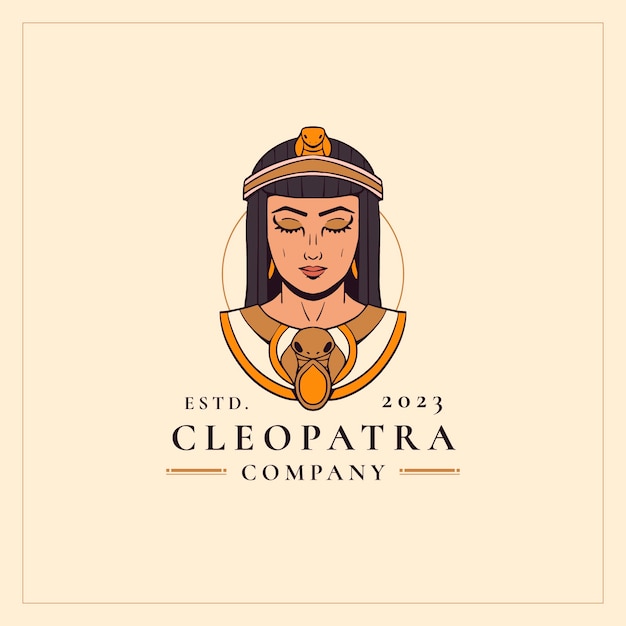 Vettore gratuito design del logo cleopatra disegnato a mano