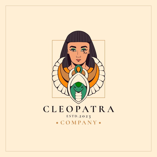 Vettore gratuito design del logo cleopatra disegnato a mano