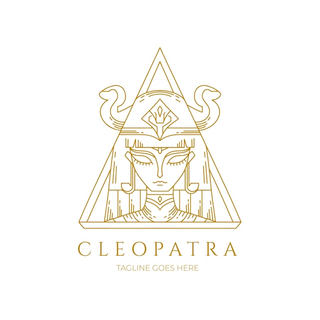 Vettore gratuito modello di logo cleopatra disegnato a mano