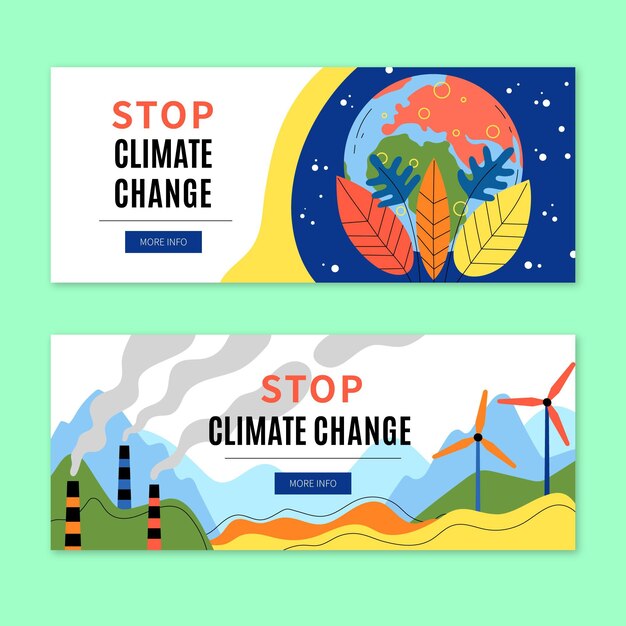 Vettore gratuito modello di banner per il cambiamento climatico disegnato a mano